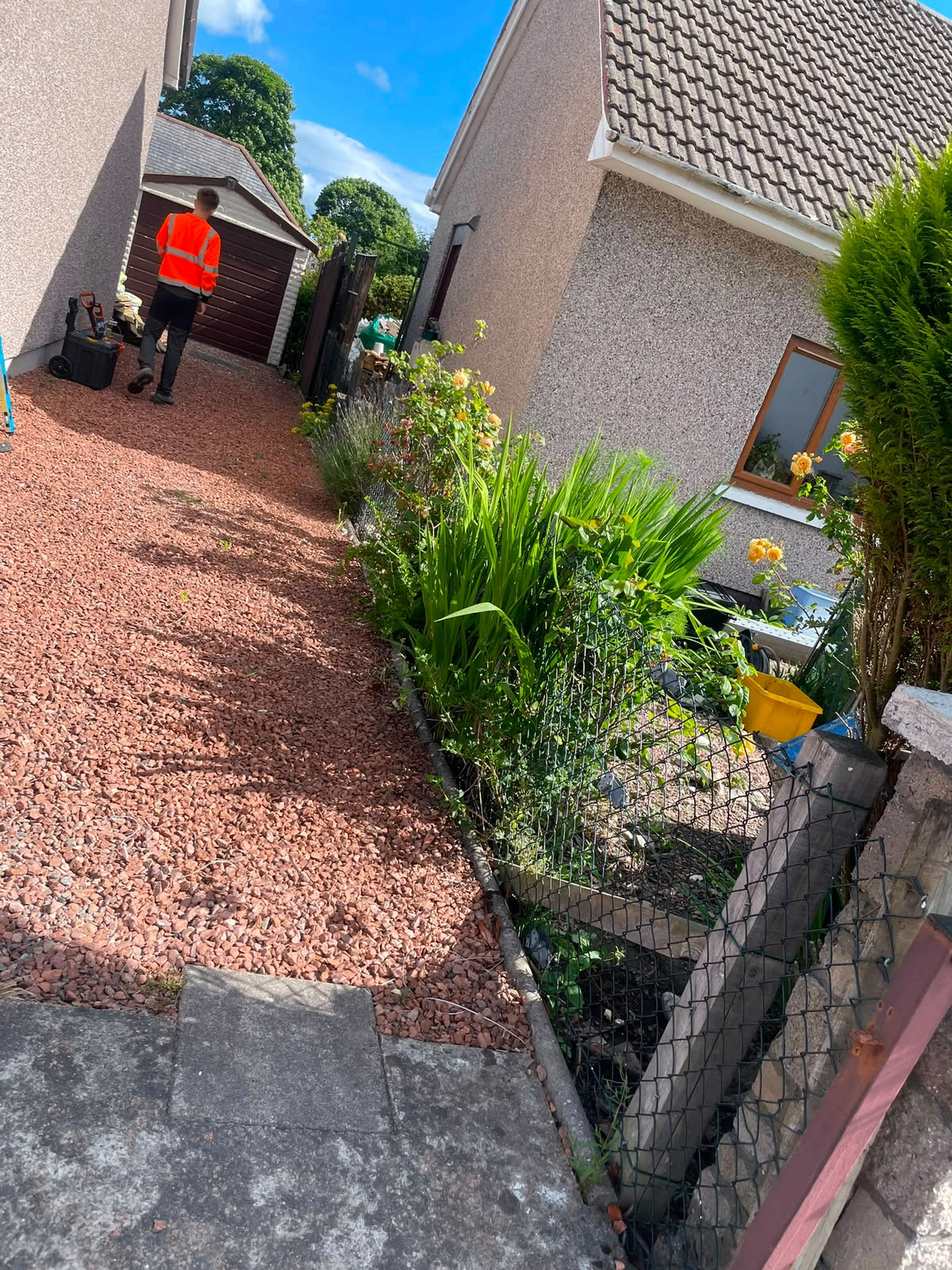 New timber fence installation, Inverness, before