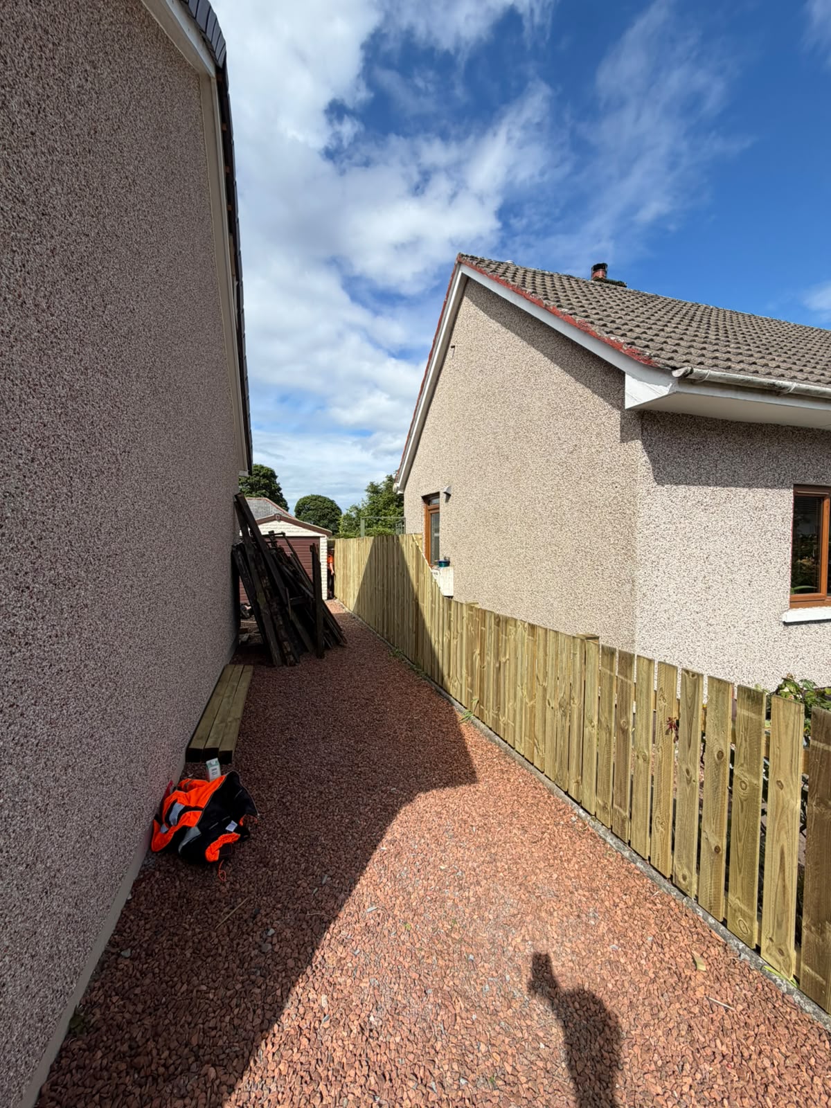 New timber close-board garden fence installed on concrete posts alongside a Highland home in Inverness